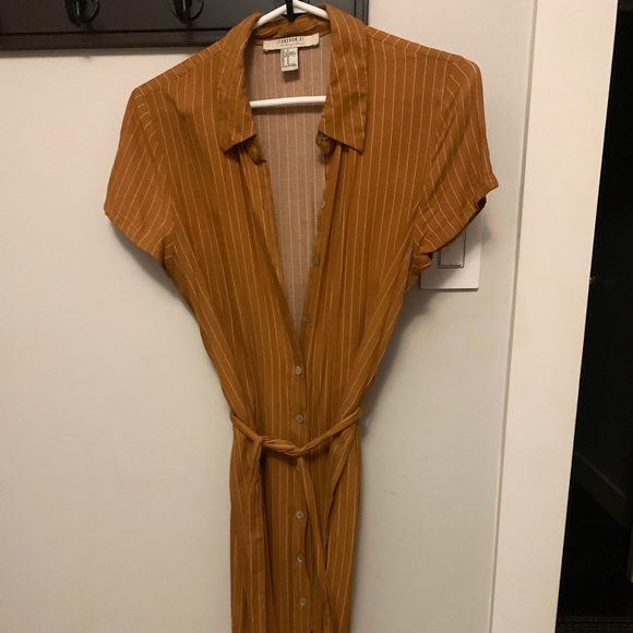 Orange Striped Midi Button-Up Dress - Picture 1 of 4